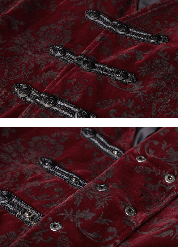 Gilet velours jacquard rouge baroque