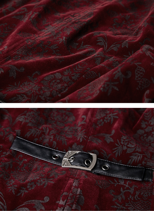 Gilet velours jacquard rouge baroque