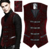 Gilet velours jacquard rouge baroque