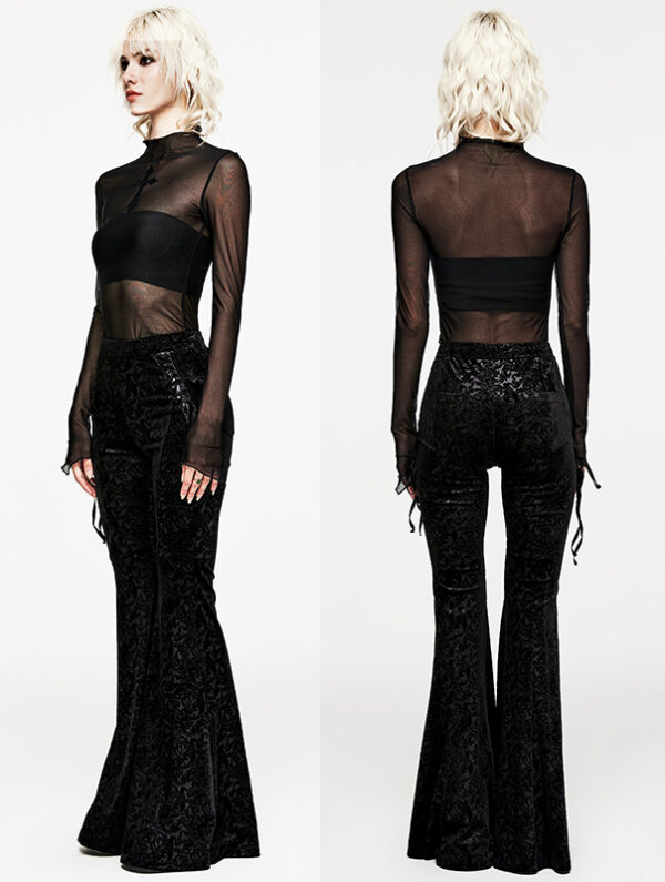 Pantalon évasé en velours jacquard Noir