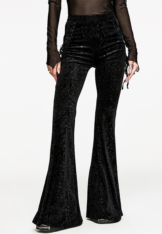 Pantalon évasé en velours jacquard Noir