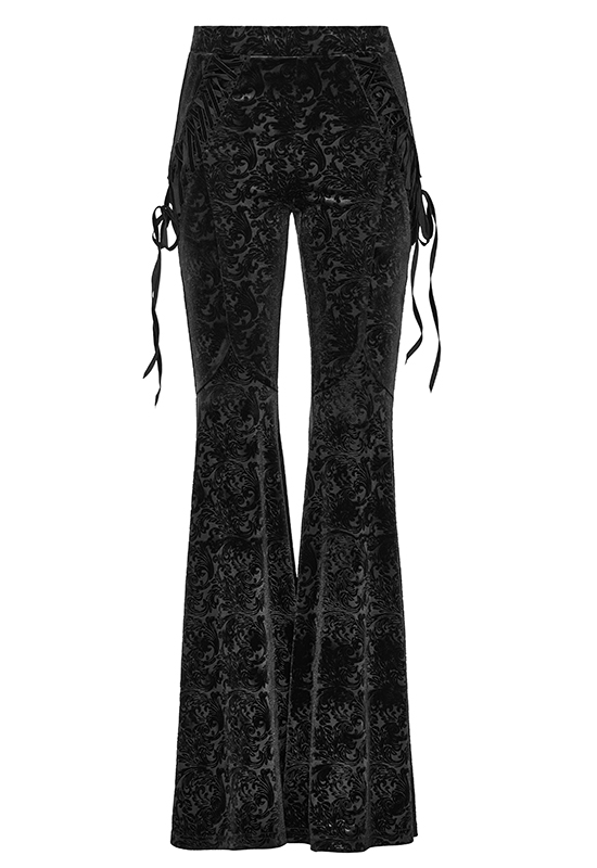 Pantalon évasé en velours jacquard Noir