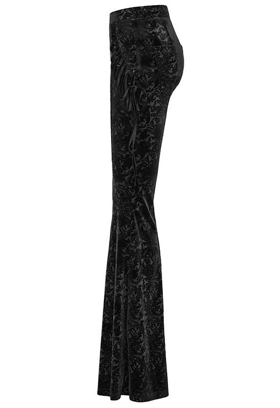 Pantalon évasé en velours jacquard Noir