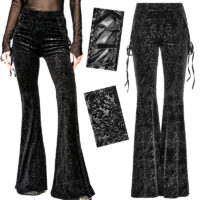 Pantalon évasé velours jacquard gothique Punk Rave DK-567-BK.