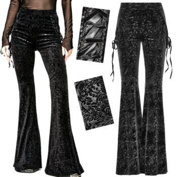 Pantalon évasé en velours jacquard Noir