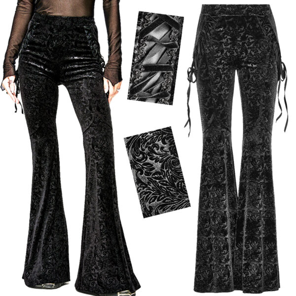 Pantalon évasé en velours jacquard Noir