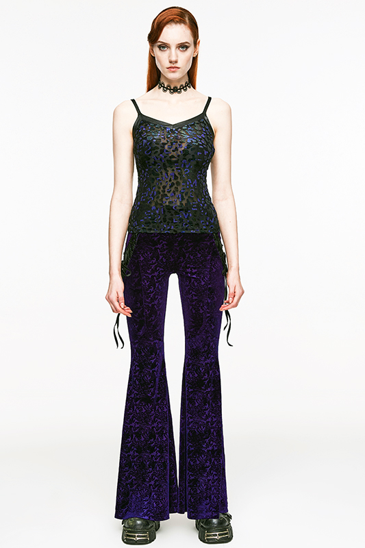 Pantalon évasé en velours jacquard Violet