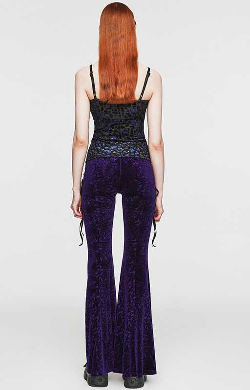 Pantalon évasé en velours jacquard Violet