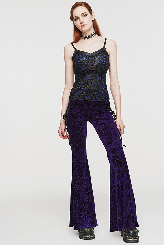 Pantalon évasé en velours jacquard Violet