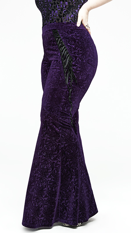 Pantalon évasé en velours jacquard Violet