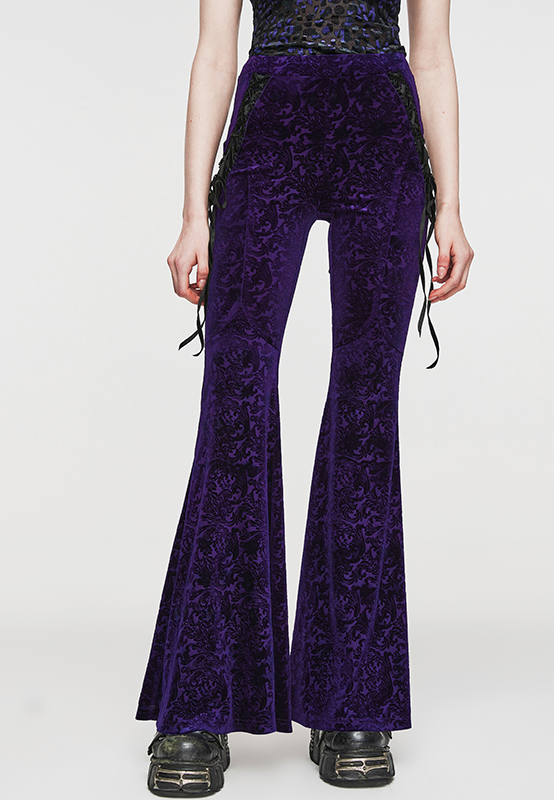 Pantalon évasé en velours jacquard Violet
