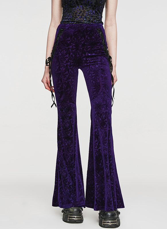 Pantalon évasé en velours jacquard Violet