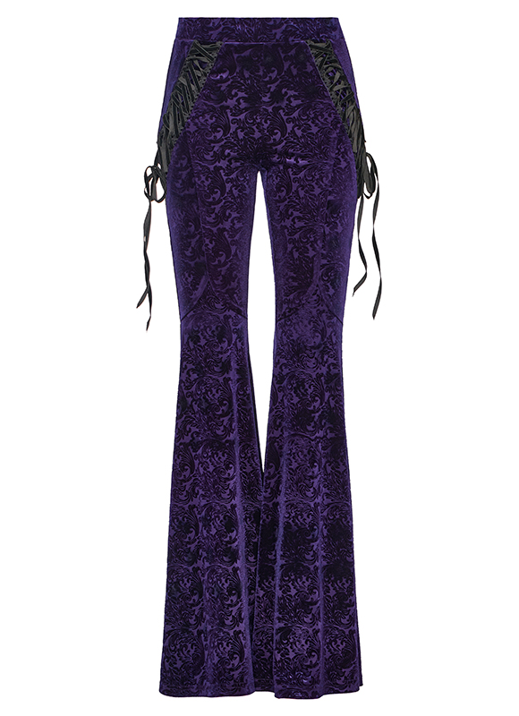 Pantalon évasé en velours jacquard Violet