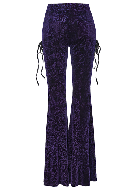 Pantalon évasé en velours jacquard Violet