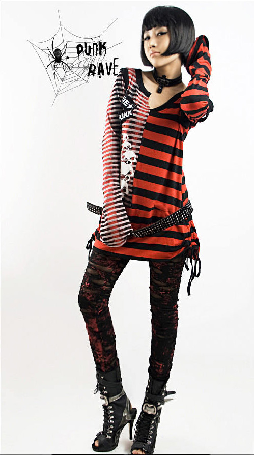 Leggings destroy imprimé crucifix Rouge Leggings destroy imprimé crucifix Rouge