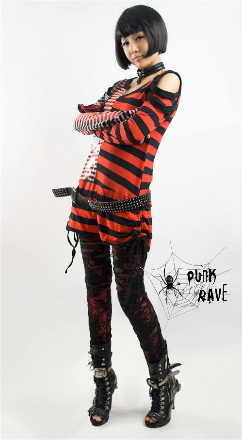 Leggings destroy imprimé crucifix Rouge Leggings destroy imprimé crucifix Rouge