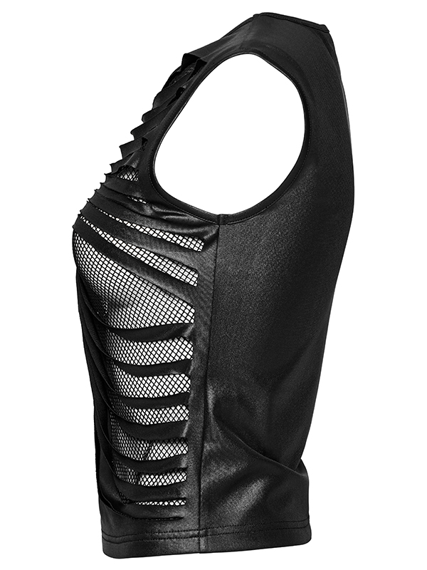 Haut en faux cuir déchiré et clouté