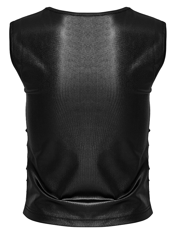 Haut en faux cuir déchiré et clouté