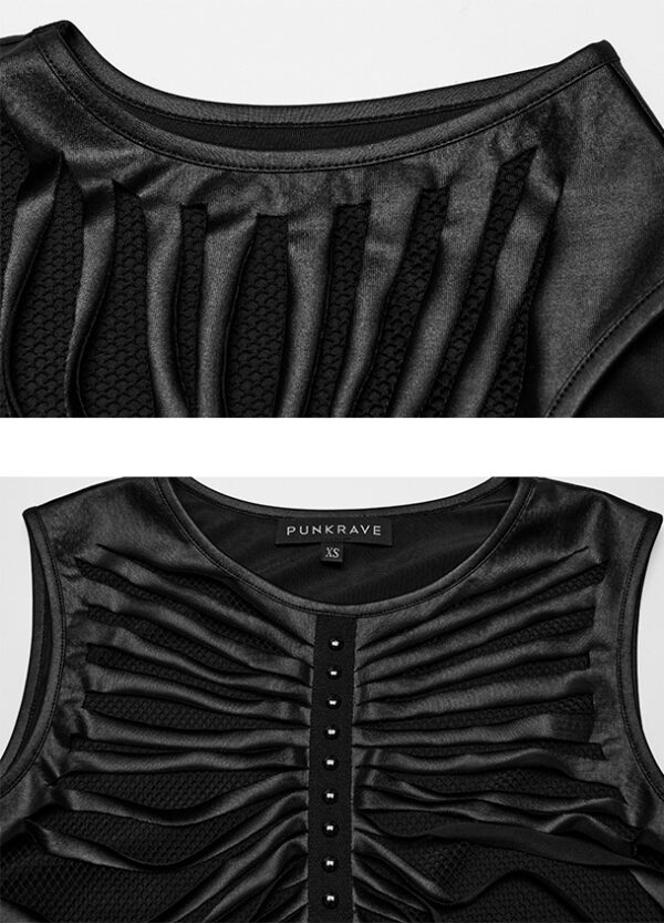 Haut en faux cuir déchiré et clouté