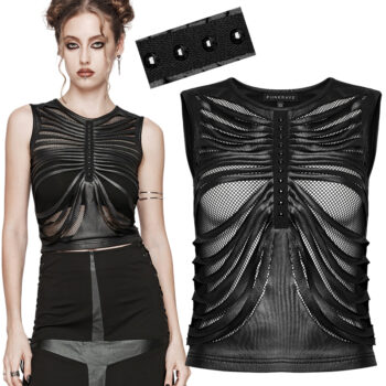 Haut en faux cuir déchiré et clouté