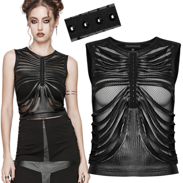 Haut en faux cuir déchiré et clouté