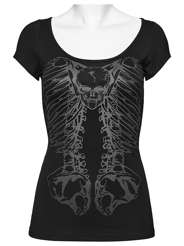 T-Shirt crâne et colonne vertébrale métallique T-Shirt crâne et colonne vertébrale métallique