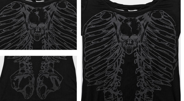 T-Shirt crâne et colonne vertébrale métallique T-Shirt crâne et colonne vertébrale métallique