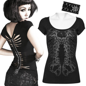 T-Shirt crâne et colonne vertébrale métallique