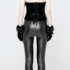 Pantalon en faux cuir à broderies Noir Pantalon en faux cuir à broderies Noir