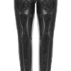 Pantalon en faux cuir à broderies Noir Pantalon en faux cuir à broderies Noir