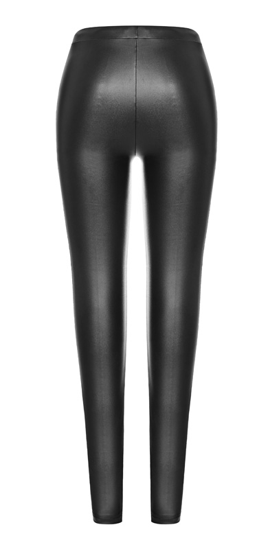 Pantalon en faux cuir à broderies Noir Pantalon en faux cuir à broderies Noir