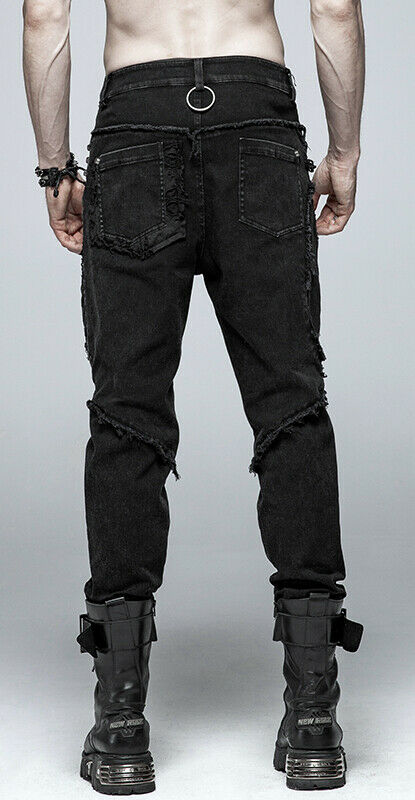 Jeans destroy à clous et grosse chaîne