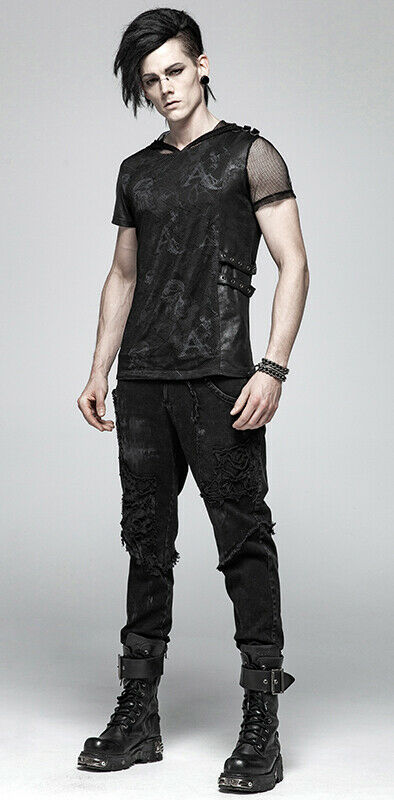 Jeans destroy à clous et grosse chaîne