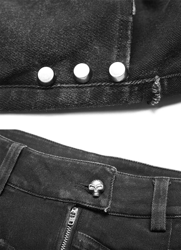 Jeans destroy à clous et grosse chaîne