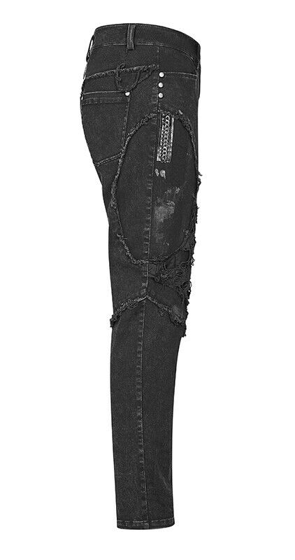 Jeans destroy à clous et grosse chaîne