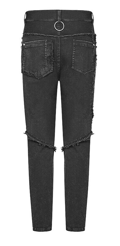 Jeans destroy à clous et grosse chaîne