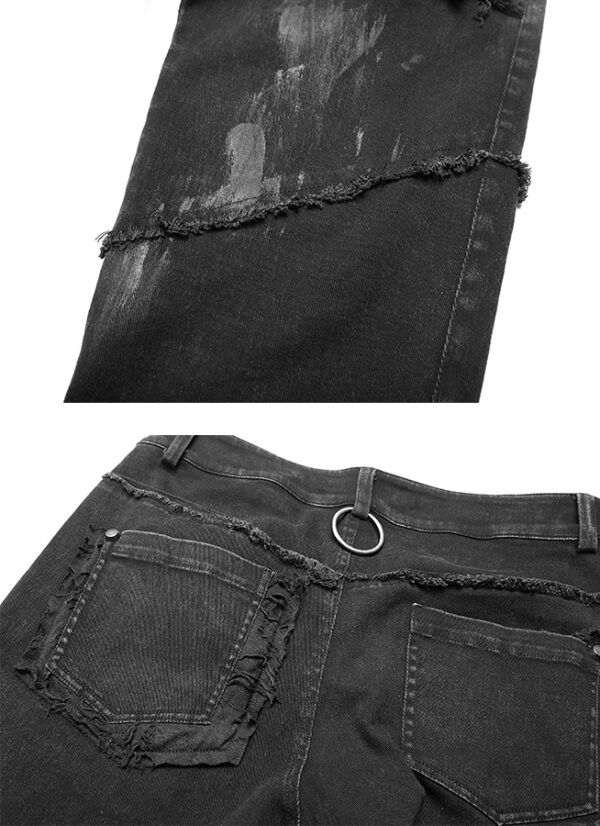 Jeans destroy à clous et grosse chaîne