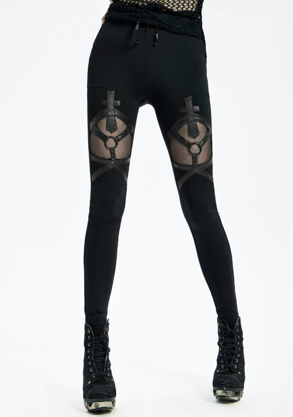 Leggings avec crucifix en faux cuir Leggings avec crucifix en faux cuir