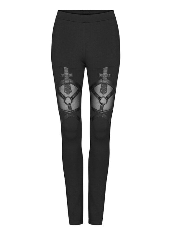 Leggings avec crucifix en faux cuir Leggings avec crucifix en faux cuir