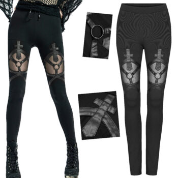 Leggings avec crucifix en faux cuir