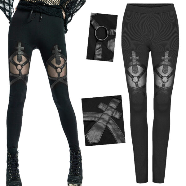 Leggings avec crucifix en faux cuir Leggings avec crucifix en faux cuir