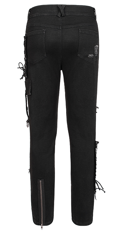 Jeans déchiré avec résille et clous