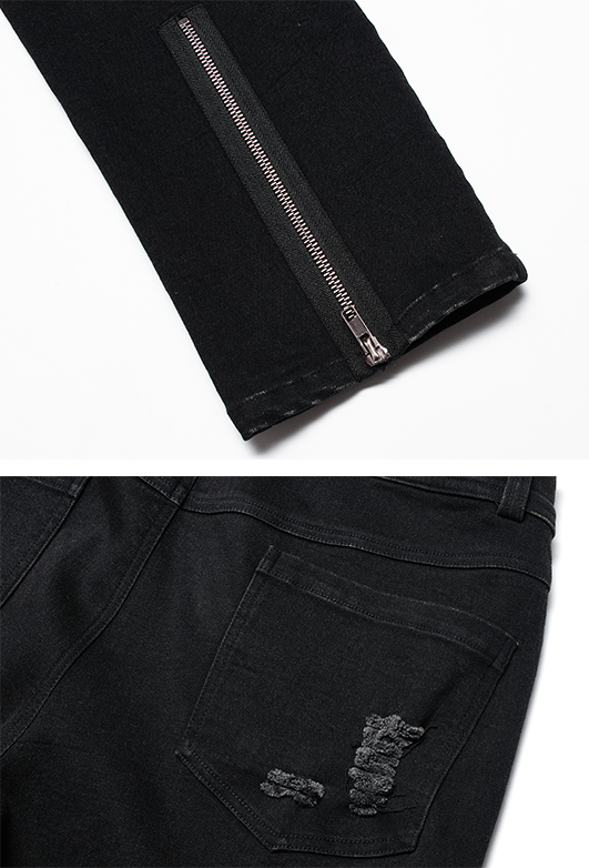 Jeans déchiré avec résille et clous