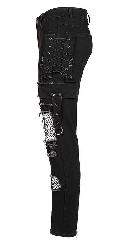 Jeans déchiré avec résille et clous