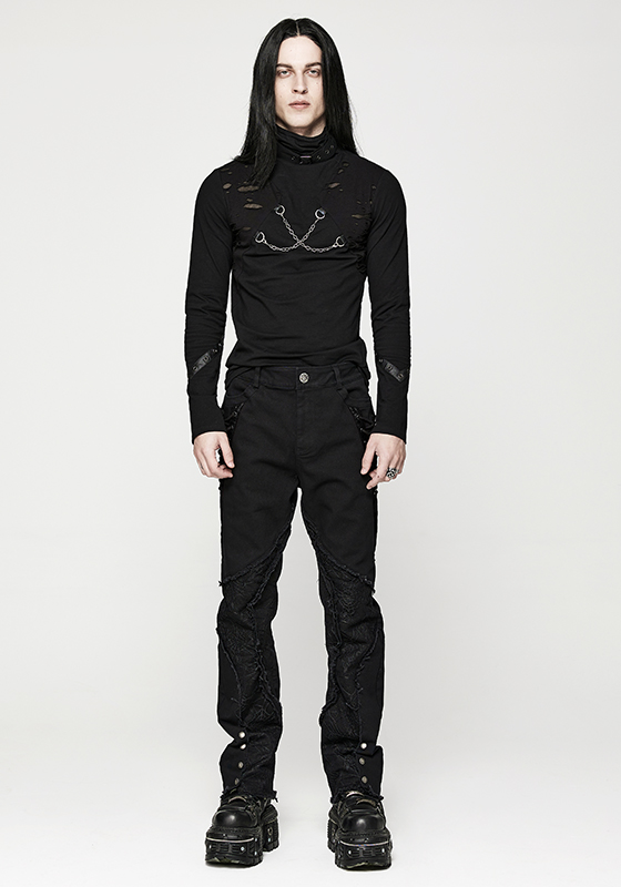 Jeans à laçages et dentelle toile d’araignée