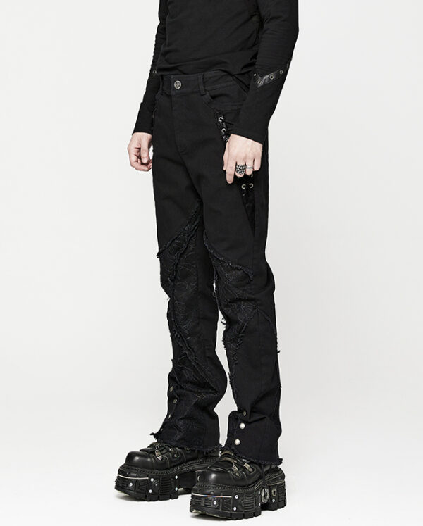 Jeans à laçages et dentelle toile d’araignée