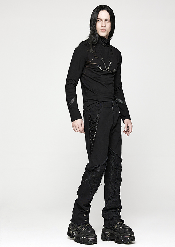 Jeans à laçages et dentelle toile d’araignée