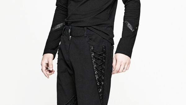 Jeans à laçages et dentelle toile d’araignée