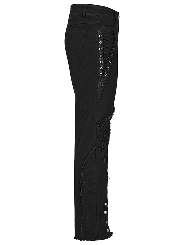 Jeans à laçages et dentelle toile d’araignée