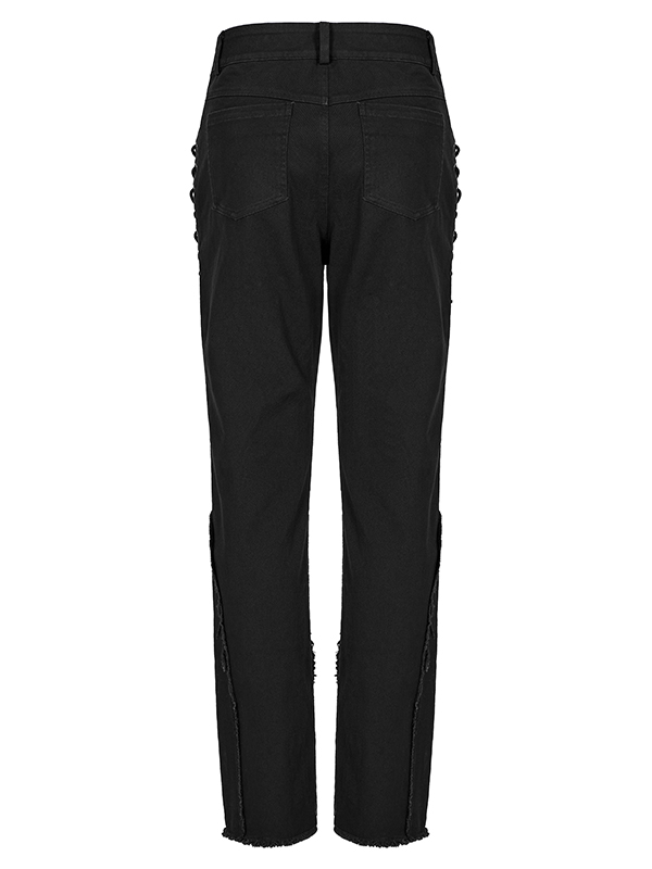 Jeans à laçages et dentelle toile d’araignée